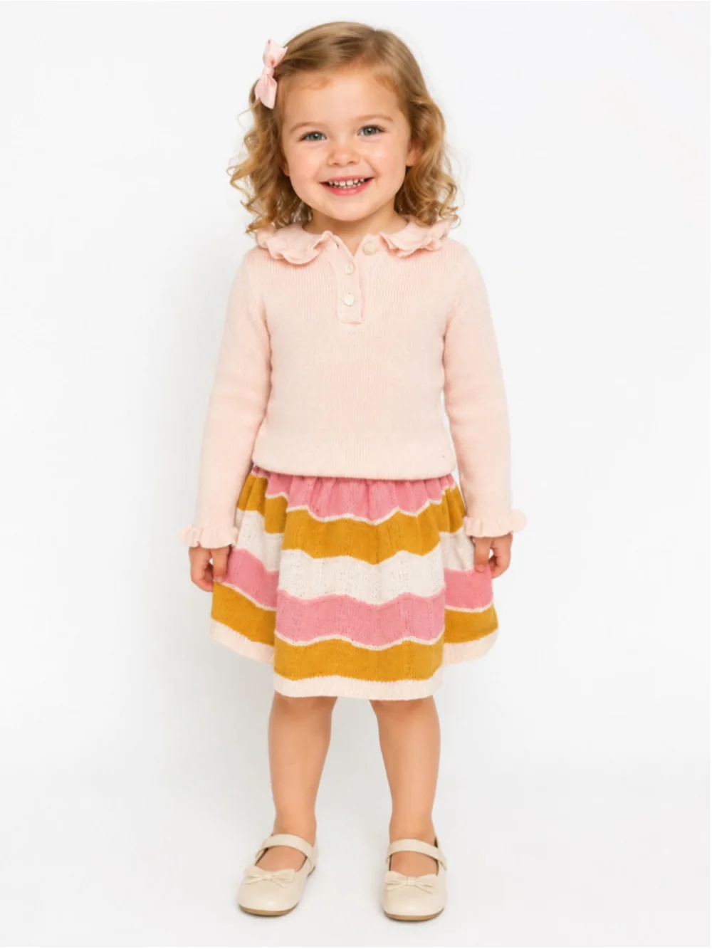 Isaac Mizrahi Toddler Girls Jacquard Sweater & Chevron Skirt Set – Size 2T
